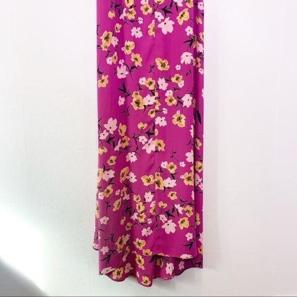 Flynn Skye Berry Floral Kiss Off Shoulder Short Smocked Sleeve Maxi Dress Small - Picture 7 of 10